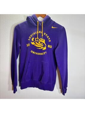 Nike LSU Tigers Hoodie Womens Medium Purple Gold Graphic Sweatshirt 1860 Sparkle